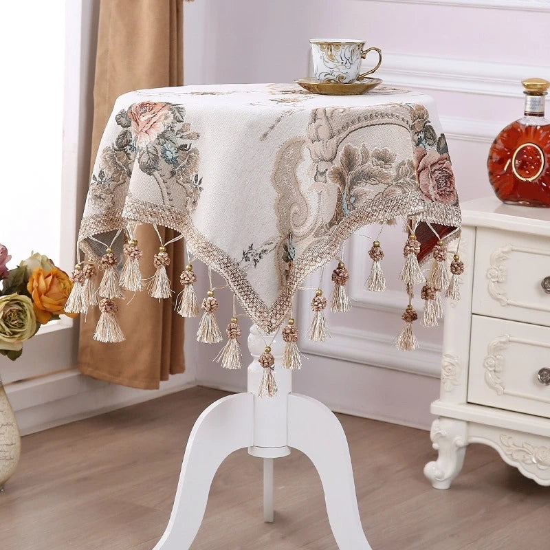 Exquisite Embroidered Fringe Lace Tablecloth