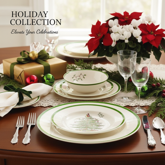 Holiday Spirit Ceramic Dinner Plates - Set of 4