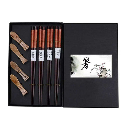 Sophisticated Bamboo Chopsticks Set with Stylish Rack for Elegant Dining Experience