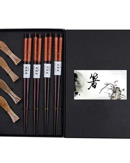 Sophisticated Bamboo Chopsticks Set with Stylish Rack for Elegant Dining Experience