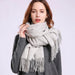 Elegant Beige Wool Scarf with Trendy Tassels - A Must-Have Accessory for Stylish Women