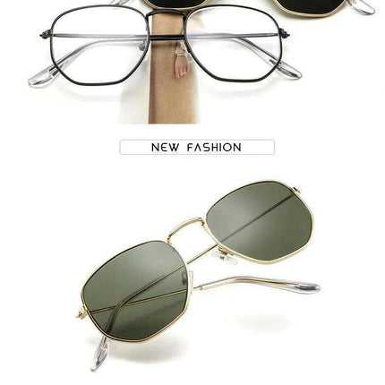 Chic Hexagonal Sunglasses with UV Protection and Timeless Style