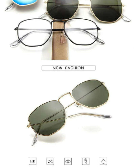 Chic Hexagonal Sunglasses with UV Protection and Timeless Style