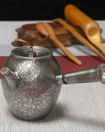 Luxurious Sterling Silver Tea Set with Artistic Cloisonne Accents and Advanced Filtration for an Elevated Tea Experience