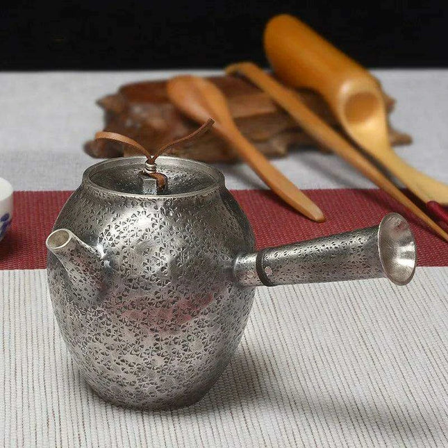Luxurious Sterling Silver Tea Set with Artistic Cloisonne Accents and Advanced Filtration for an Elevated Tea Experience