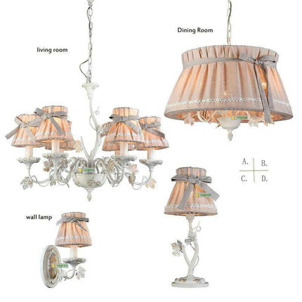 Sophisticated Blush Pink LED Chandelier – Stylish Fabric Shade Lighting for Every Room