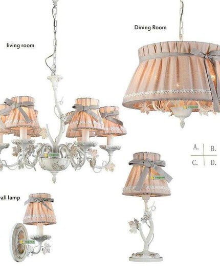 Sophisticated Blush Pink LED Chandelier – Stylish Fabric Shade Lighting for Every Room