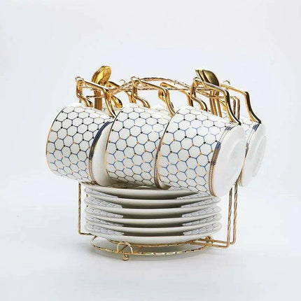 Nordic Elegance: Luxury Bone China Coffee Cup Set with Saucer & Spoon - 200ml British Porcelain Drinkware for Gifting