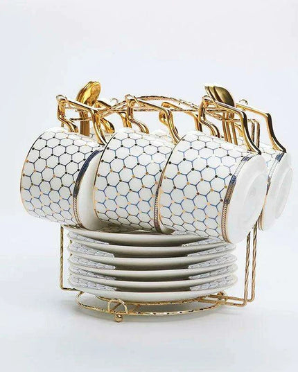 Nordic Elegance: Luxury Bone China Coffee Cup Set with Saucer & Spoon - 200ml British Porcelain Drinkware for Gifting