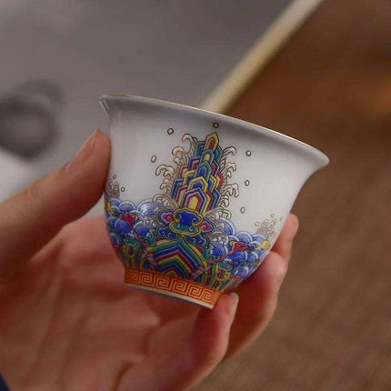 Exquisite Enamel and Silver Kungfu Tea Set - Heritage Elegance Collection