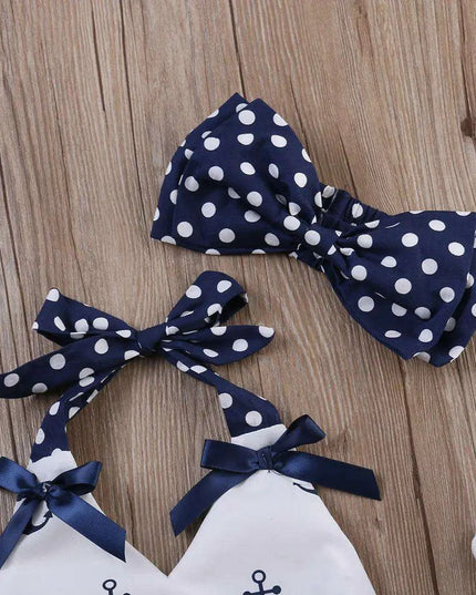 Adorable 3-Piece Anchor-Themed Outfit Set for Toddler Girls with Polka Dot Briefs and Headband