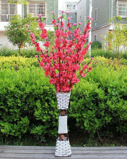 Elegant Artificial Peach Blossom Silk Flower Branches for Weddings and Home Decor