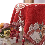 Exquisite Embroidered Fringe Lace Tablecloth