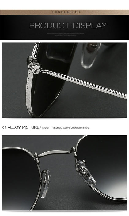 Retro Hexagon Metal Frame Sunglasses with UV400 Protection