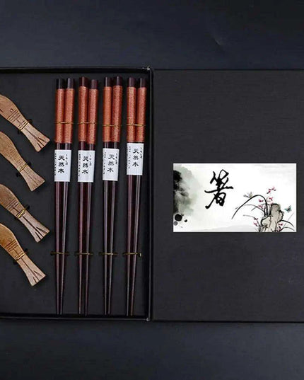 Sophisticated Bamboo Chopsticks Set with Stylish Rack for Elegant Dining Experience