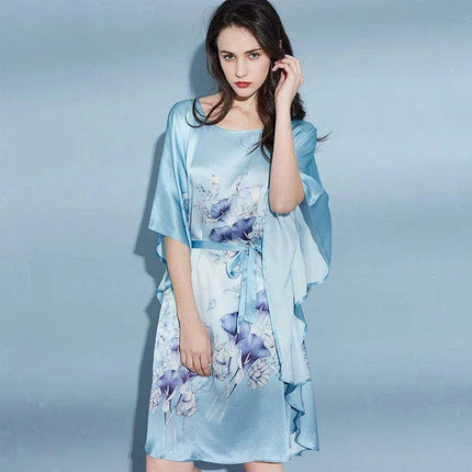 Silk Elegance: Luxurious 100% Pure Silk Nightgown Robe for Women