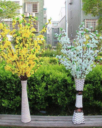 Elegant Artificial Peach Blossom Silk Flower Branches for Weddings and Home Decor