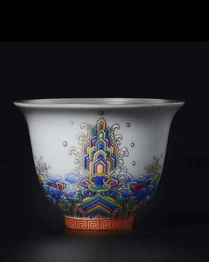 Exquisite Enamel and Silver Kungfu Tea Set - Heritage Elegance Collection