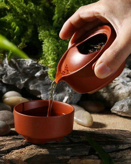 Travel-Ready Purple Clay Kung Fu Tea Set with Teapot and Cup for Brewing Anywhere