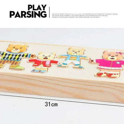 Charming Bear Adventure Dress-Up Wooden Puzzle Set