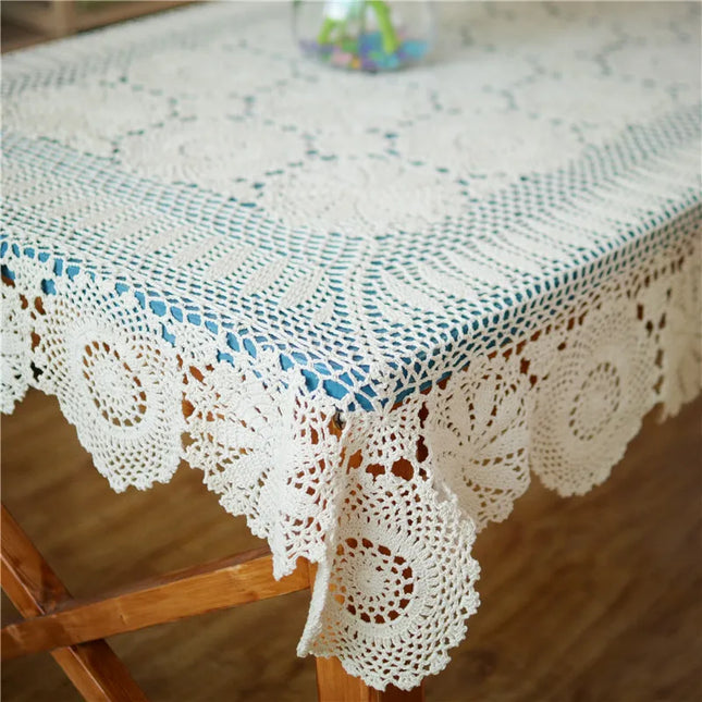 Shop1102625912 Handmade Cotton Crochet Lace Tablecloth - Multiple Size