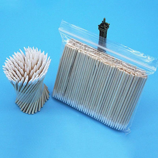 Precision Wooden Handle Cotton Swabs - 300pcs for Makeup, Tattoos, and Microblading