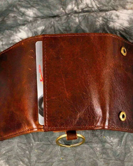 Elegant Leather Men's Multifunctional Wallet Set with Key Organizer and Remote Holder