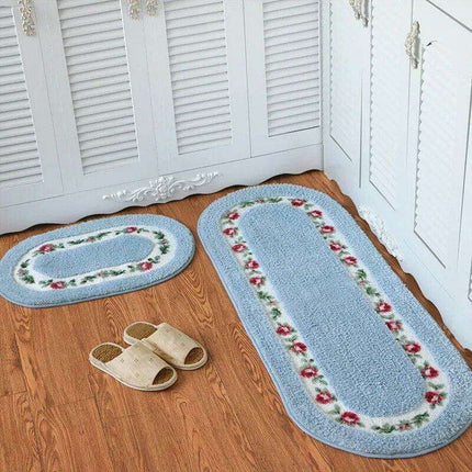 Chic Pink Rose Oval Rug Set - 2 Elegant Mats for Stylish Home Decor