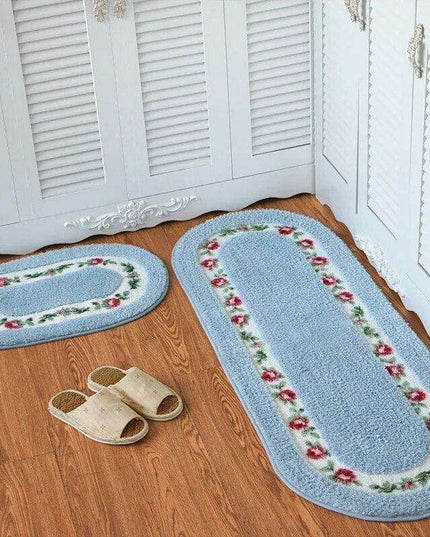 Chic Pink Rose Oval Rug Set - 2 Elegant Mats for Stylish Home Decor