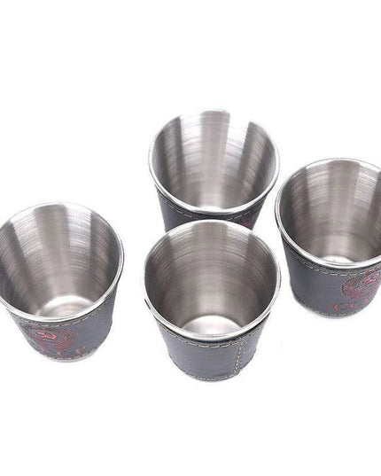 Stylish Outdoor Stainless Steel Travel Cup Set with Elegant PU Leather Case