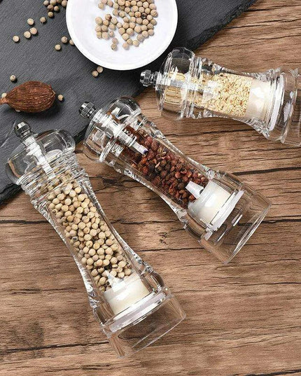 Versatile Clear Acrylic Pepper Mill with Adjustable Grinding Settings