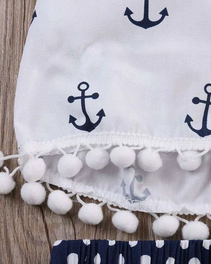 Adorable 3-Piece Anchor-Themed Outfit Set for Toddler Girls with Polka Dot Briefs and Headband