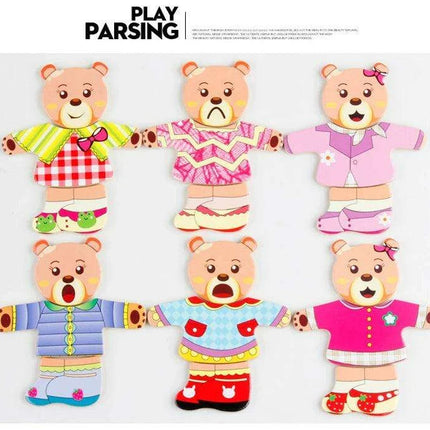 Charming Bear Adventure Dress-Up Wooden Puzzle Set