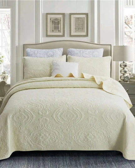 Reversible Ultra Soft 100% Cotton Bedspread Ensemble with Pillow Shams – Chic All-Season Quilted Bedding Set (3/5 Pieces)