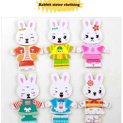 Charming Bear Adventure Dress-Up Wooden Puzzle Set