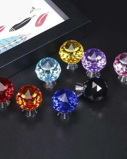30mm Colorful Crystal Glass Drawer Pulls for Elegant Home Enhancement