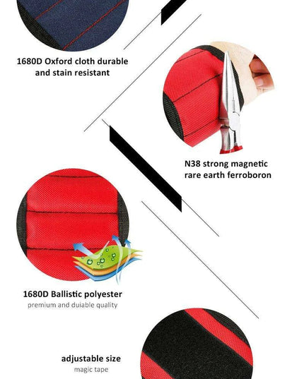 Magnetic Tool Organizer Set with Wristband and Storage Bag for DIY and Electrical Work