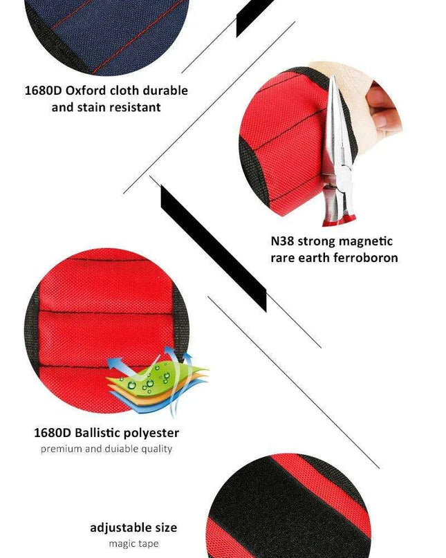 Magnetic Tool Organizer Set with Wristband and Storage Bag for DIY and Electrical Work