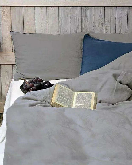 Tailored 100% Linen King Duvet Cover Available in Elegant Natural Gray, Soft Pink, and Serene Blue