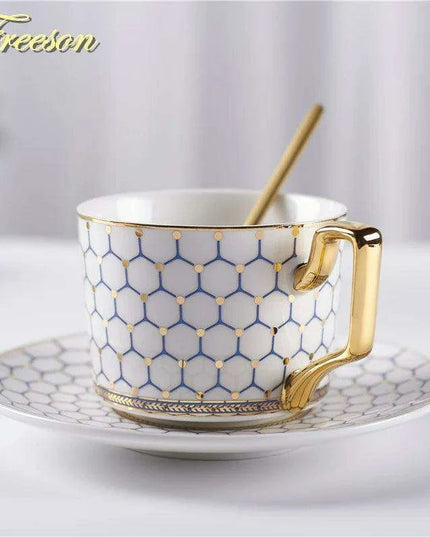 Nordic Elegance: Luxury Bone China Coffee Cup Set with Saucer & Spoon - 200ml British Porcelain Drinkware for Gifting