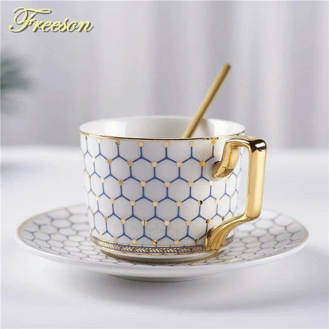 Nordic Elegance: Luxury Bone China Coffee Cup Set with Saucer & Spoon - 200ml British Porcelain Drinkware for Gifting