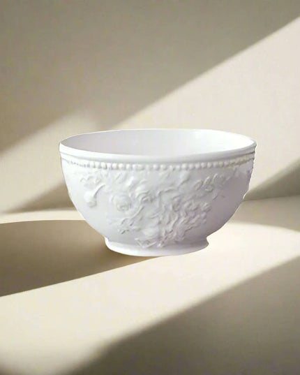 Sophisticated Rose-Embossed Ceramic Coffee Mug Set with Matching Plates and Bowls - Elevate Your Dining Experience