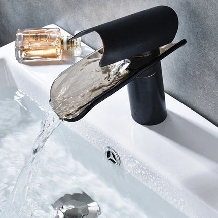 Glass Waterfall Bathroom Faucet – Hot/Cold Mixer, Short/Tall O