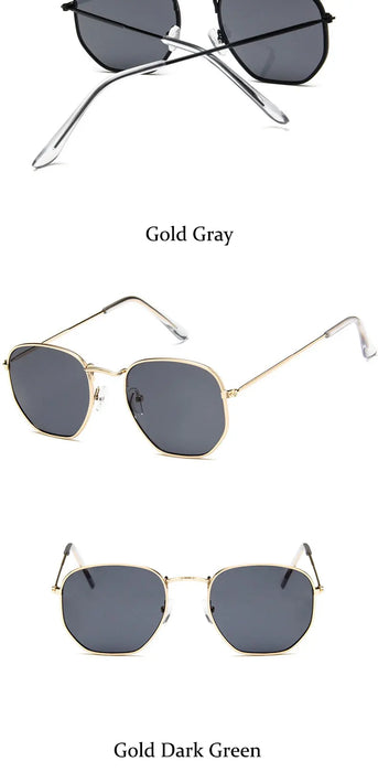 Retro Hexagon Mirror Sunglasses with UV400 Protection and Elegant Style