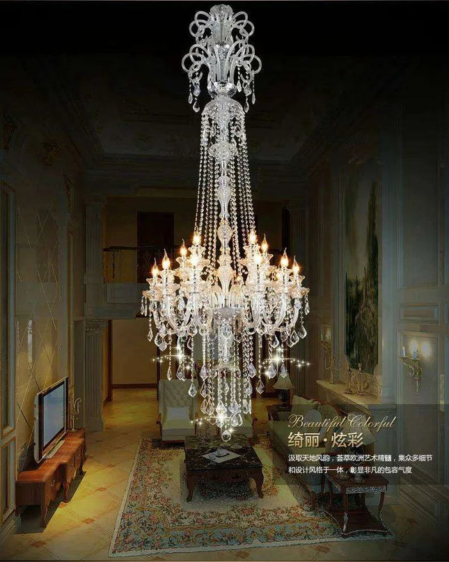 Stunning K9 Crystal Chandelier for Opulent Staircases and Lobbies - Options for 12, 15, 18, and 24 Lights