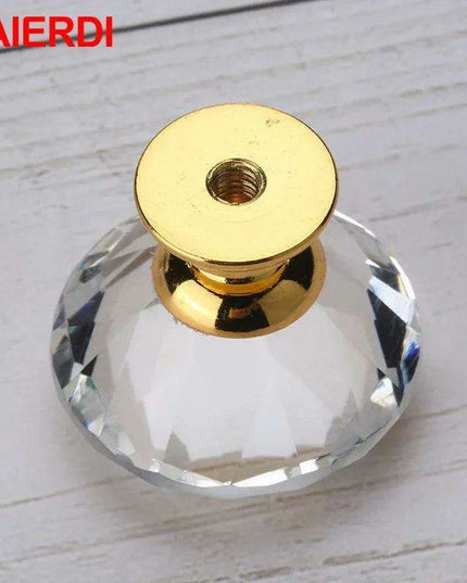 Luxurious Diamond-Shaped Glass Knobs with Elegant Gold Accents for Home Decor Upgrade