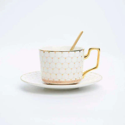 Nordic Elegance: Luxury Bone China Coffee Cup Set with Saucer & Spoon - 200ml British Porcelain Drinkware for Gifting