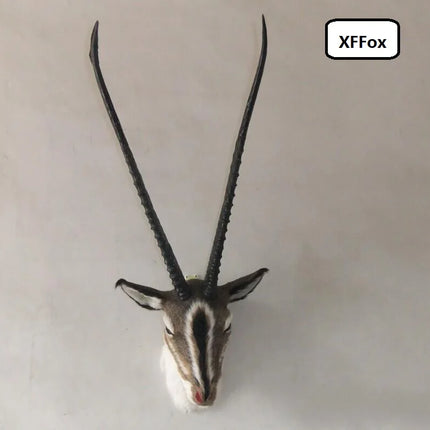Antelope Head Wall Mount — Polyethylene & Faux Fur, 55×35cm