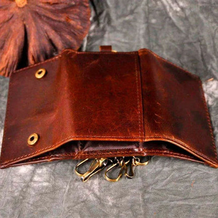 Elegant Leather Men's Multifunctional Wallet Set with Key Organizer and Remote Holder