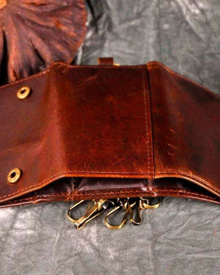 Elegant Leather Men's Multifunctional Wallet Set with Key Organizer and Remote Holder